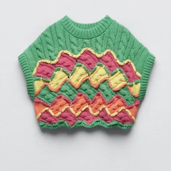 Zara Multicolor Knit Crop Top - Picture 3 of 13